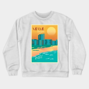 Miami, Florida - Vintage Travel Poster Crewneck Sweatshirt